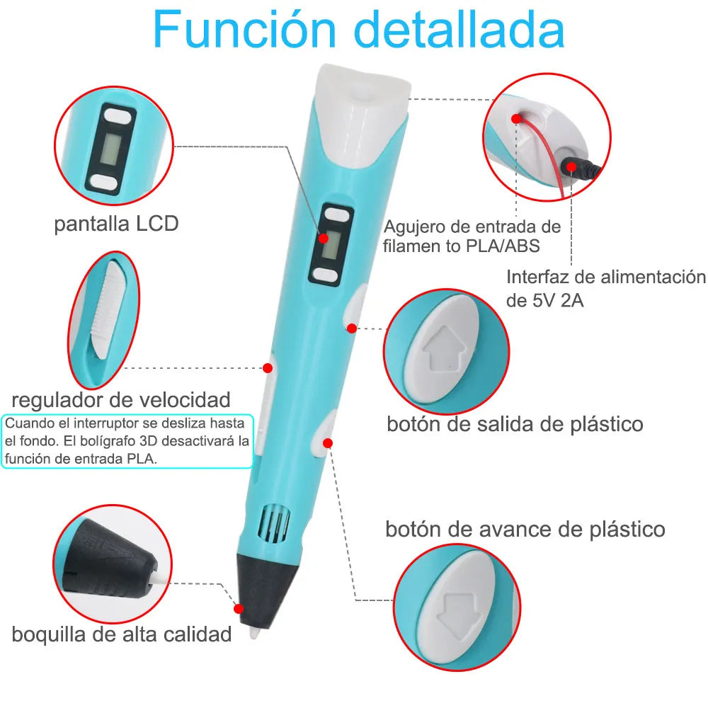 Lápiz Creativo 3D + REGALO GRATIS🎁: Material de Impresión y Plantilla de Dibujos