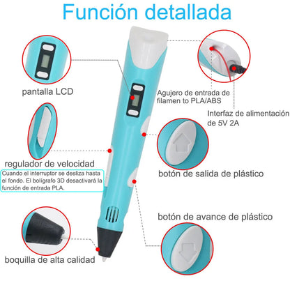 Lápiz Creativo 3D + REGALO GRATIS🎁: Material de Impresión y Plantilla de Dibujos